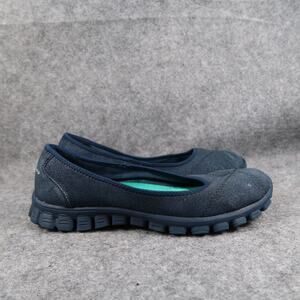 Skechers Shoes Womens 8.5 Ballet Flats EZ Flex Slip On Leather Blue Comfy Casual
